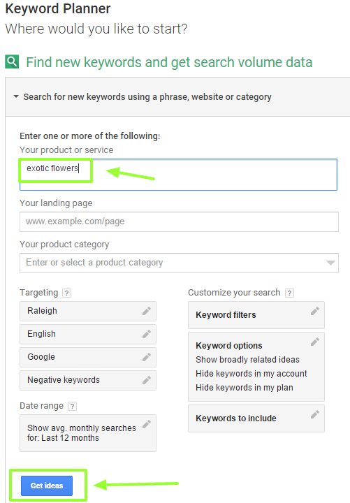 How to use the Google Adwords keyword planner tool